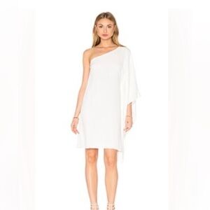 Jay Godfrey one shoulder drape dress in ivory, size 4